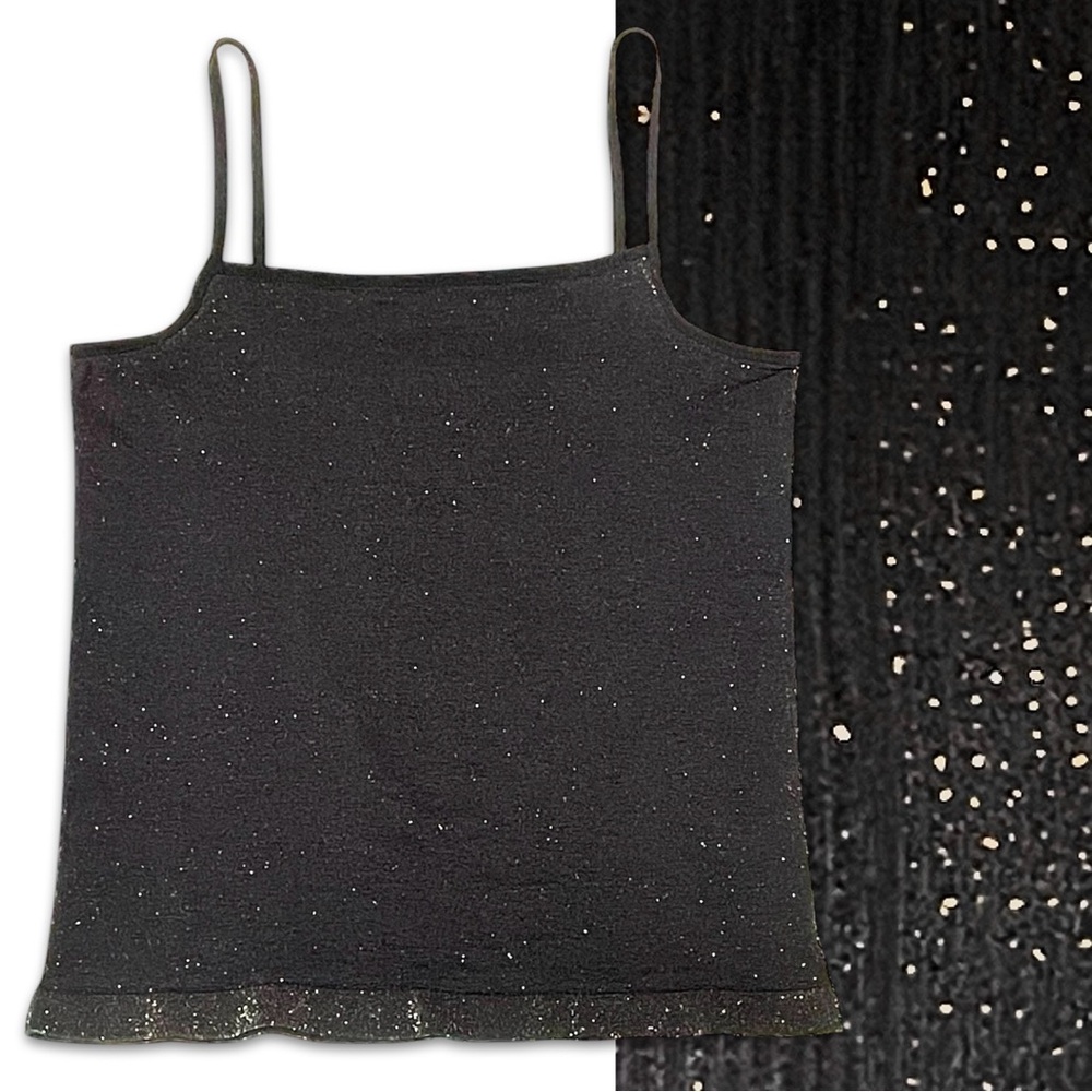 Vintage Excellent condition lurex metallic gold Sparkle Camisole Tank Top large